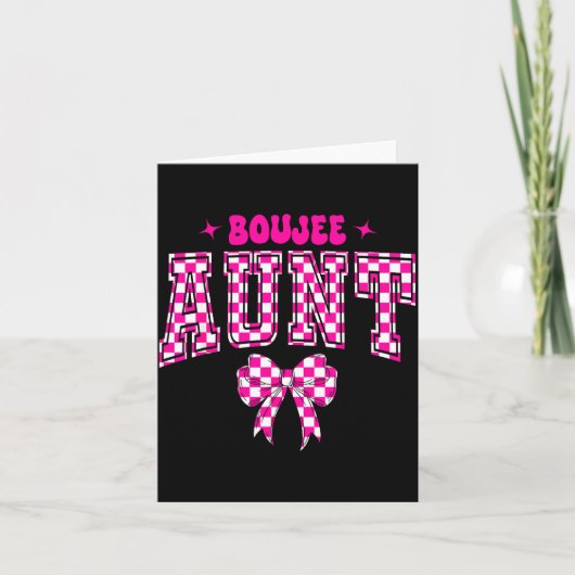 Boujee Aunt Nk Checkered Bow Birthday Family Match Kaart (Voorkant)