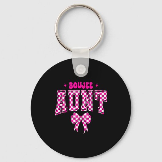 Boujee Aunt Nk Checkered Bow Birthday Family Match Sleutelhanger (Voorkant)