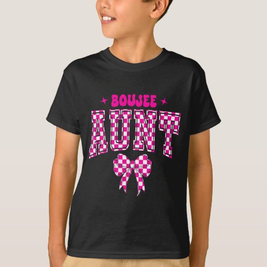 Boujee Aunt Nk Checkered Bow Birthday Family Match T-shirt (Voorkant)