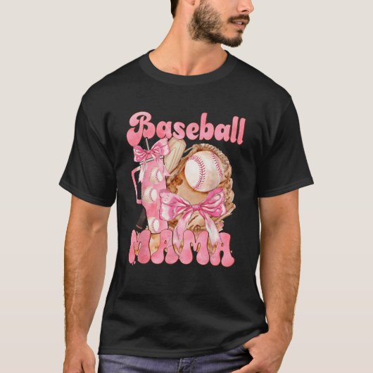 Boujee Baseball Mama Baseball Coquette Bow T-shirt (Voorkant)