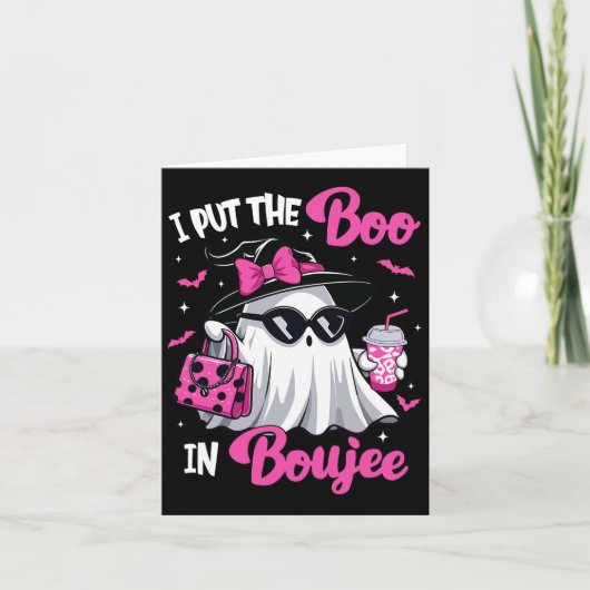 Boujee Boo Jee Spooky Ghost Pink Halloween Pumpkin Kaart (Voorkant)
