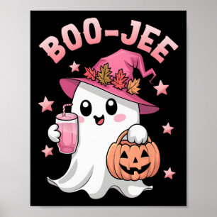 Boujee Boo Jee Spooky Ghost Pink Halloween Pumpkin Poster