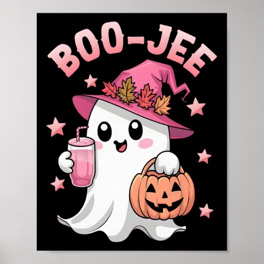 Boujee Boo Jee Spooky Ghost Pink Halloween Pumpkin Poster (Voorkant)