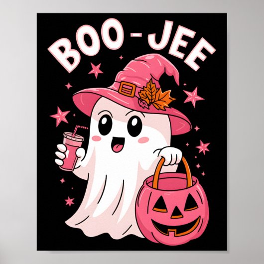 Boujee Boo Jee Spooky Ghost Pink Halloween Pumpkin Poster (Voorkant)