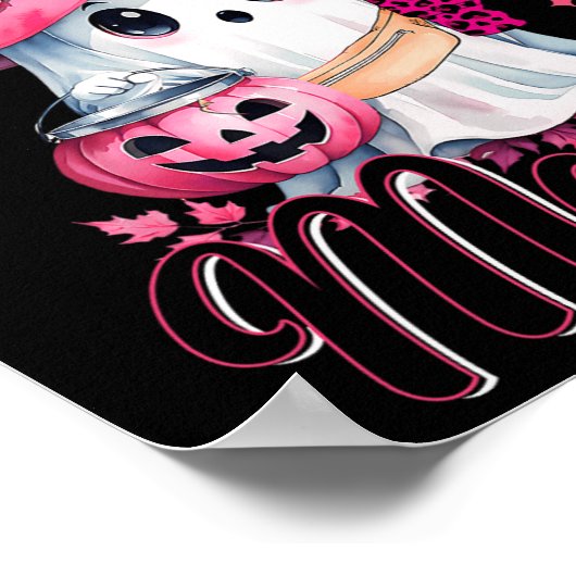 Boujee Boo Jee Spooky Ghost Pink Halloween Pumpkin Poster (Hoek)