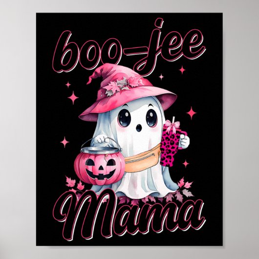 Boujee Boo Jee Spooky Ghost Pink Halloween Pumpkin Poster (Voorkant)