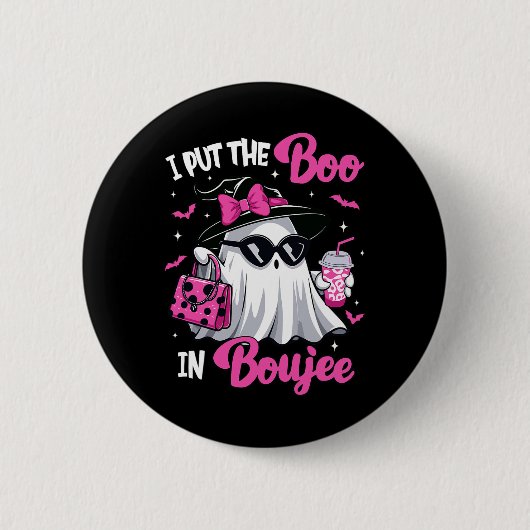 Boujee Boo Jee Spooky Ghost Pink Halloween Pumpkin Ronde Button 5,7 Cm (Voorkant)
