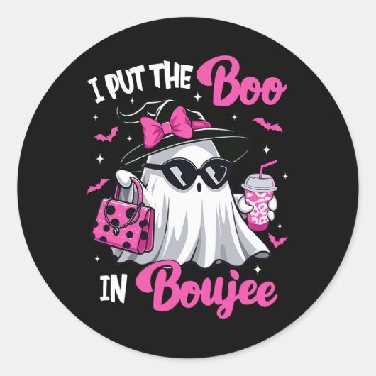 Boujee Boo Jee Spooky Ghost Pink Halloween Pumpkin Ronde Sticker (Voorkant)