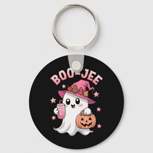 Boujee Boo Jee Spooky Ghost Pink Halloween Pumpkin Sleutelhanger (Voorkant)