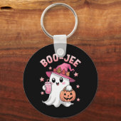 Boujee Boo Jee Spooky Ghost Pink Halloween Pumpkin Sleutelhanger (Voorkant)