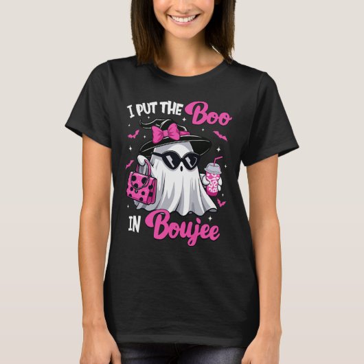 Boujee Boo Jee Spooky Ghost Pink Halloween Pumpkin T-shirt (Voorkant)