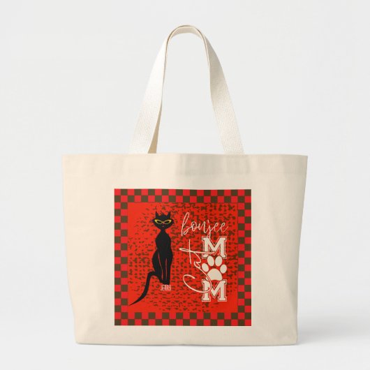 'Boujee Cat Mom' met gepersonaliseerde naam Grote Tote Bag (Voorkant)