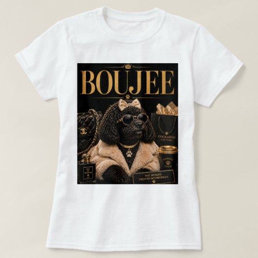 Boujee Cockapoo T-shirt – Stijlvol Cadeau voor Hon (Design voorkant)