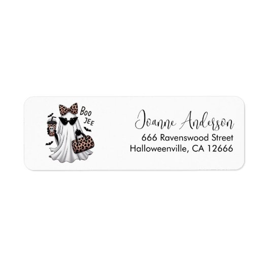 Boujee Halloween Geest Pompoen Retouradres Etiket (Voorkant)