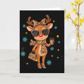Boujee Reindeer Christmas Leopard Funny Gift Women Kaart (Gele Bloem)