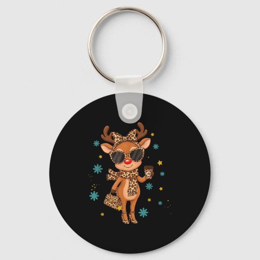 Boujee Reindeer Christmas Leopard Funny Gift Women Sleutelhanger (Voorkant)