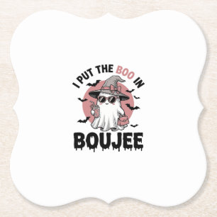 Boujee spook Halloween vintage graveerontwerp_1 Kartonnen Onderzetters