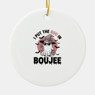 Boujee spook Halloween vintage graveerontwerp_1 Keramisch Ornament
