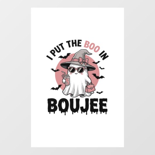 Boujee spook Halloween vintage graveerontwerp_1 Raamsticker (Vel)