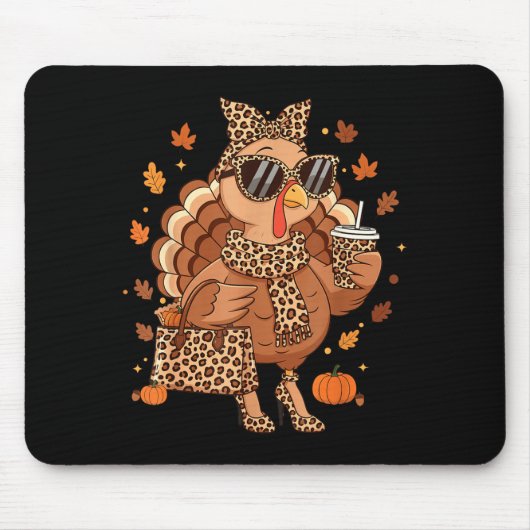 Boujee Turkey Leopard Preppy Fall Thanksgiving Pum Muismat (Voorkant)