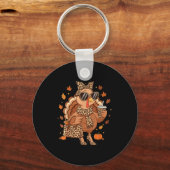 Boujee Turkey Leopard Preppy Fall Thanksgiving Pum Sleutelhanger (Voorkant)