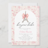 Boujour Bebe Paris Frans Toile Roze Baby shower Kaart (Voorkant)