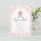 Boujour Bebe Paris Frans Toile Roze Baby shower Kaart (Staand voorkant)