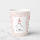 Boujour Bebe Paris Frans Toile Roze Baby shower Papieren Bekers (Voorkant)