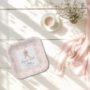 Boujour Bebe Paris Frans Toile Roze Baby shower Papieren Bordje