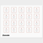 Boujour Bebe Paris Frans Toile Roze Baby shower Vierkante Sticker (Vel)