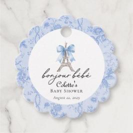 Boujour Bebe Paris Franse Toile Blauw Baby shower Bedankjes Labels