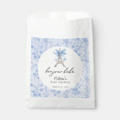 Boujour Bebe Paris Franse Toile Blauw Baby shower Bedankzakje (Voorkant)