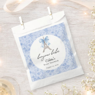 Boujour Bebe Paris Franse Toile Blauw Baby shower Bedankzakje