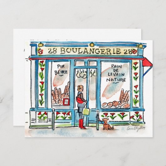BOULANGERIE 28 Paris waterverf Briefkaart (Voorkant / Achterkant)