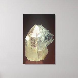 Boulangerite-kristallen op Fluorite, Hunan, China Canvas Afdruk