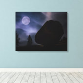 Boulder by Moonlight Yosemite National Park Canvas Afdruk (Insitu (Houten vloer))