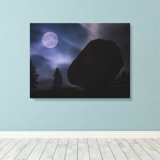 Boulder by Moonlight Yosemite National Park Canvas Afdruk (Insitu (Houten vloer))