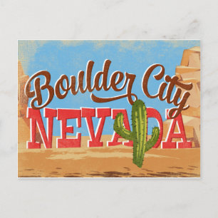 Boulder City Nevada Cartoon Desert Vintage Travel Briefkaart