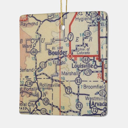 Boulder CO Map Keramisch Ornament (Links)