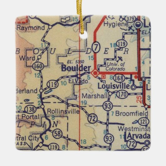 Boulder CO Map Keramisch Ornament (Voorkant)