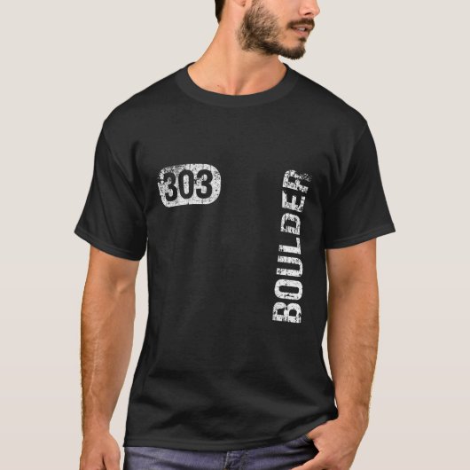 Boulder Colorado 303 Area Code  Retro T-shirt (Voorkant)