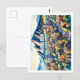 Boulder Colorado Beroemde Reisplekken waterverf Briefkaart
