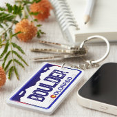 Boulder Colorado blauw licentie bord sleutelhanger (Voorkant Rechts)