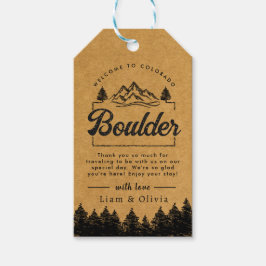 Boulder Colorado Bruiloft Minimalistisch Welkom Cadeaulabel