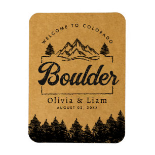 Boulder Colorado Bruiloft Minimalistisch Welkom Magneet