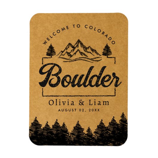 Boulder Colorado Bruiloft Minimalistisch Welkom Magneet (Verticaal)
