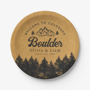 Boulder Colorado Bruiloft Minimalistisch Welkom Papieren Bordje