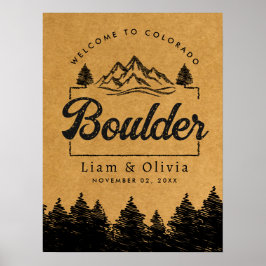 Boulder Colorado Bruiloft Minimalistisch Welkom Poster