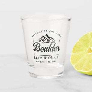 Boulder Colorado Bruiloft Minimalistisch Welkom Shot Glas