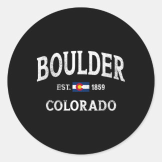 Boulder Colorado Co Flag Athletic Throwback Ronde Sticker